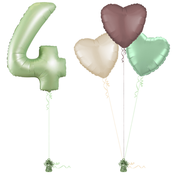 Olive Green 4th Birthday Balloon Bouquet Set