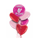 Happy Birthday 6th Pink Foil Balloon Bouquet