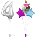 Silver 4th Birthday Balloon Bouquet Set