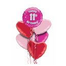 Happy Birthday 11th Pink Foil Balloon Bouquet