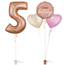 Rose Gold 5th Birthday Balloon Bouquet Set