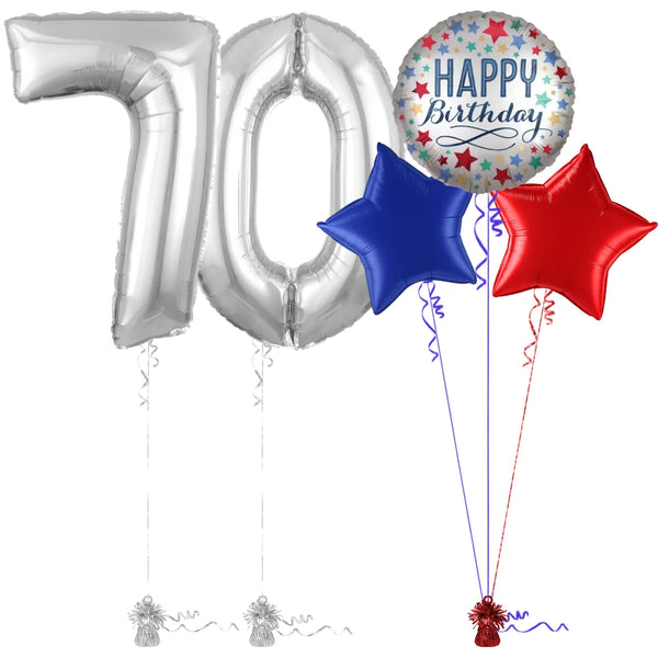 Silver 70th Birthday Balloon Bouquet Set