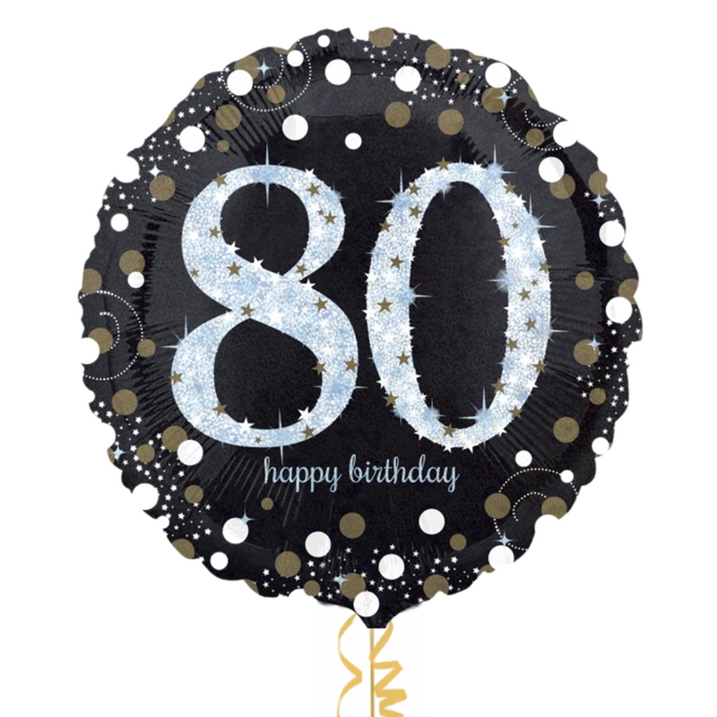 Happy 80th Birthday Holographic Balloon Bouquet