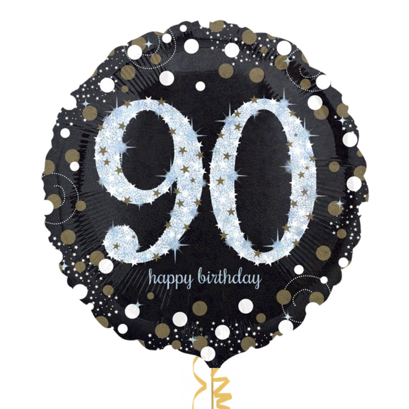 Happy 90th Birthday Holographic Birthday Balloon Bouquet