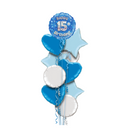 Happy Birthday 15th Blue Foil Balloon Bouquet