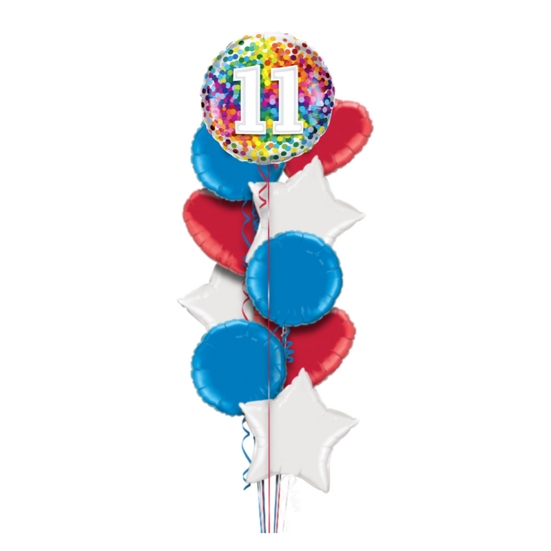 Happy 11th Birthday Confetti Balloon Bouquet