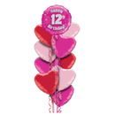 Happy Birthday 12th Pink Foil Balloon Bouquet