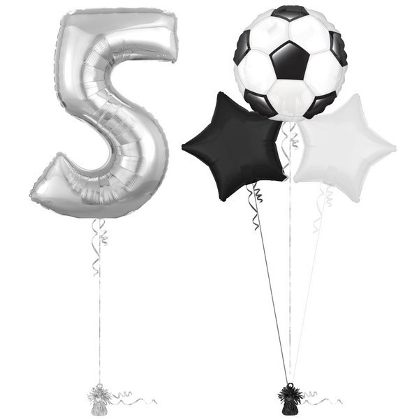 Silver 5th Birthday Balloon Bouquet Set