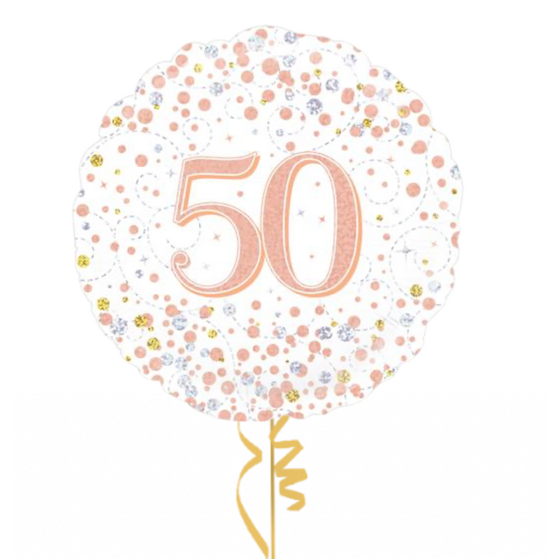 Happy 50th Birthday Rose Gold Balloon Bouquet