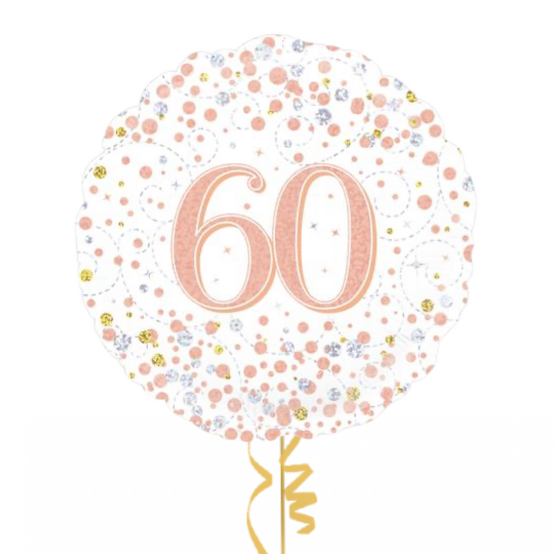 Happy 60th Birthday Rose Gold Balloon Bouquet