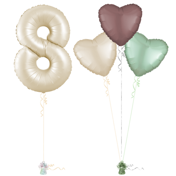 Cream 8th Birthday Balloon Bouquet Set