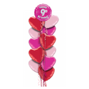 Happy Birthday 9th Pink Foil Balloon Bouquet