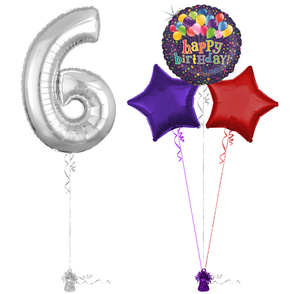 Silver 6th Birthday Balloon Bouquet Set