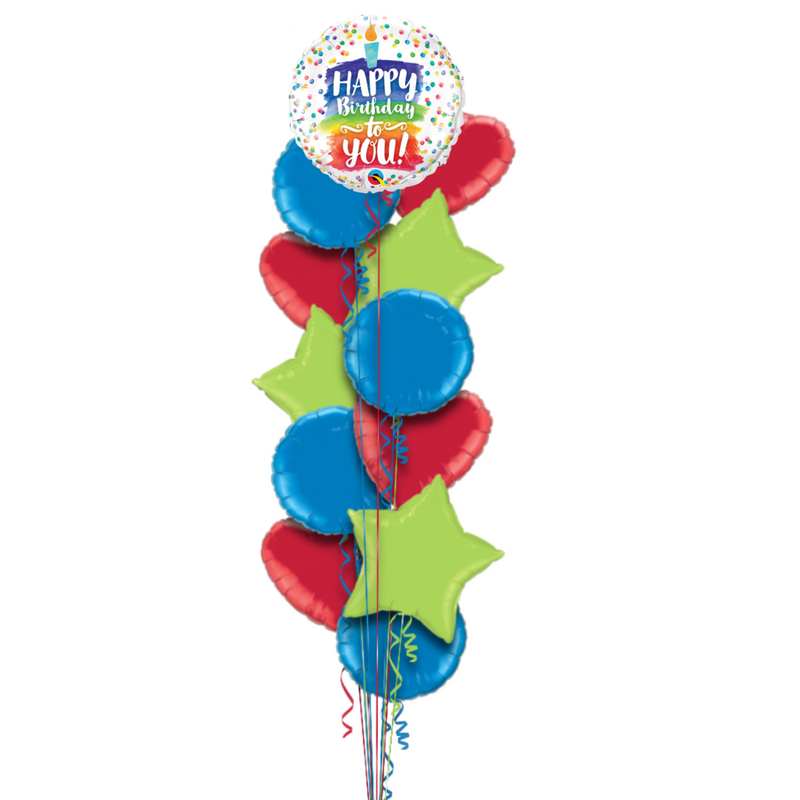 Happy Birthday Candle Colours Balloon Bouquet