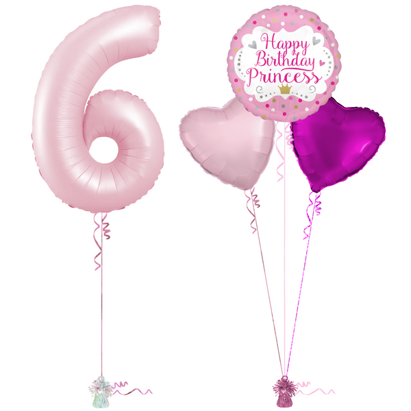 Pastel Pink 6th Birthday Balloon Bouquet Set