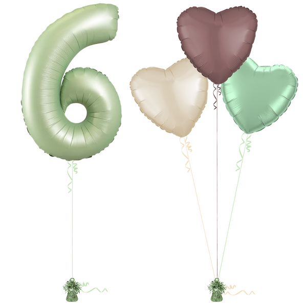 Olive Green 6th Birthday Balloon Bouquet Set