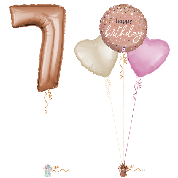 Rose Gold 7th Birthday Balloon Bouquet Set