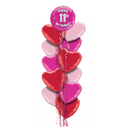 Happy Birthday 11th Pink Foil Balloon Bouquet