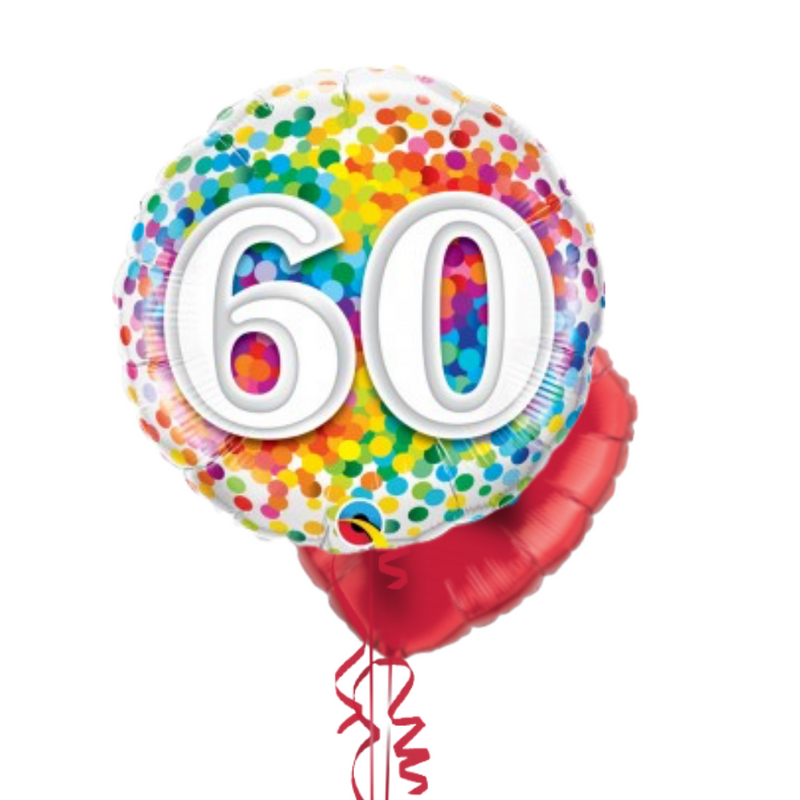 Happy 60th Birthday Rainbow Confetti Balloon Bouquet