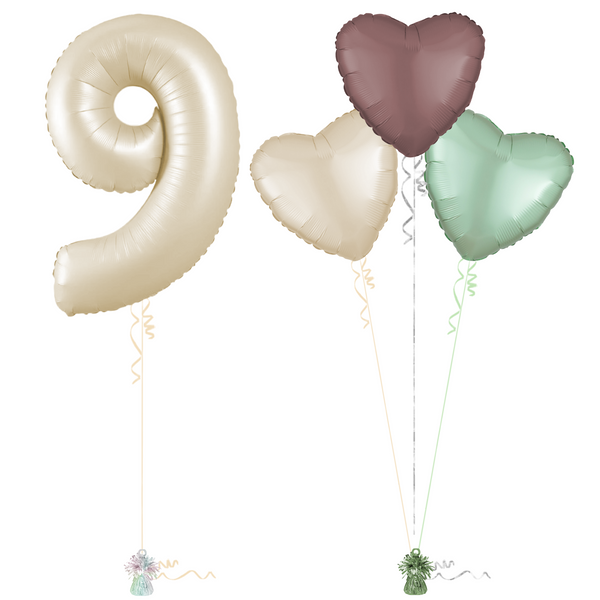 Cream 9th Birthday Balloon Bouquet Set