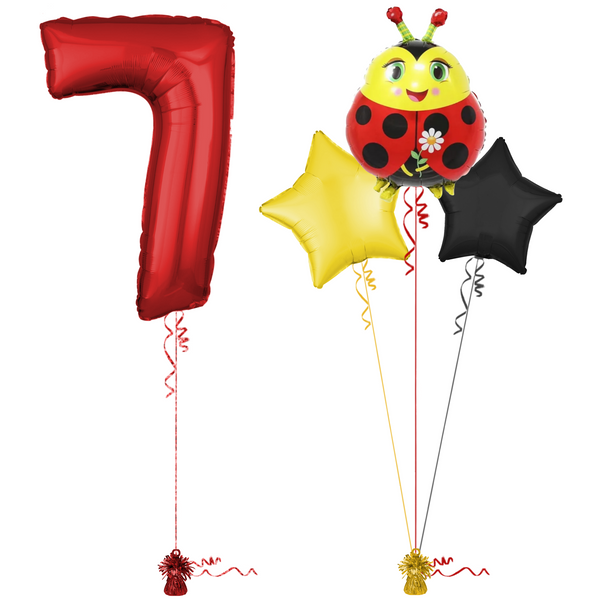 Red 7th Birthday Balloon Bouquet Set