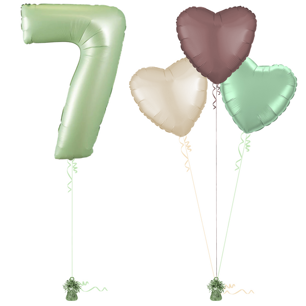Olive Green 7th Birthday Balloon Bouquet Set
