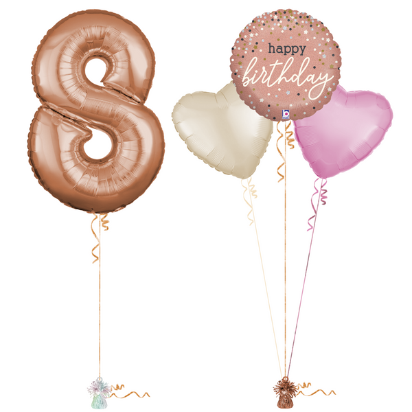 Rose Gold 8th Birthday Balloon Bouquet Set