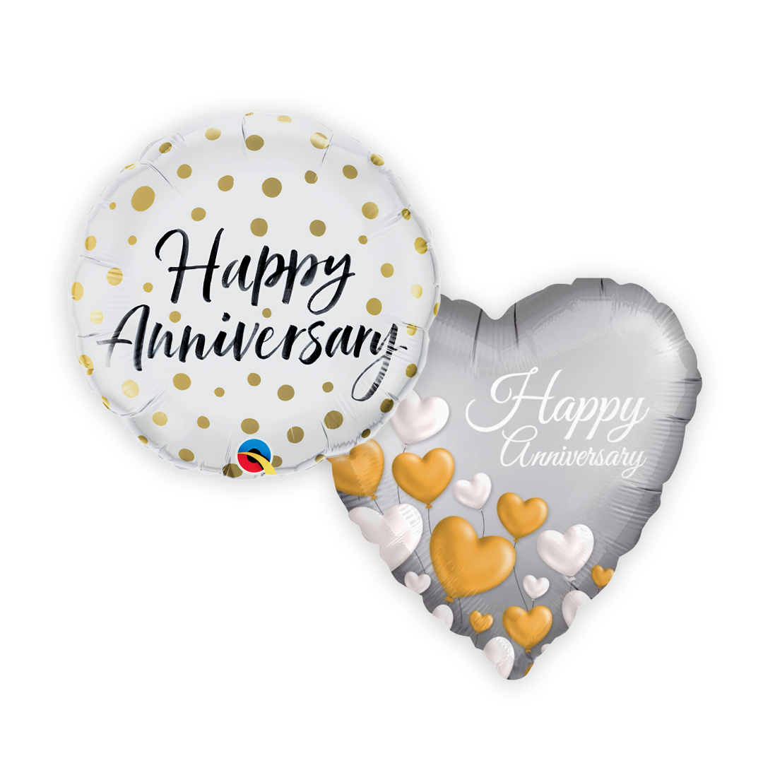 happy anniversary balloon silver heart