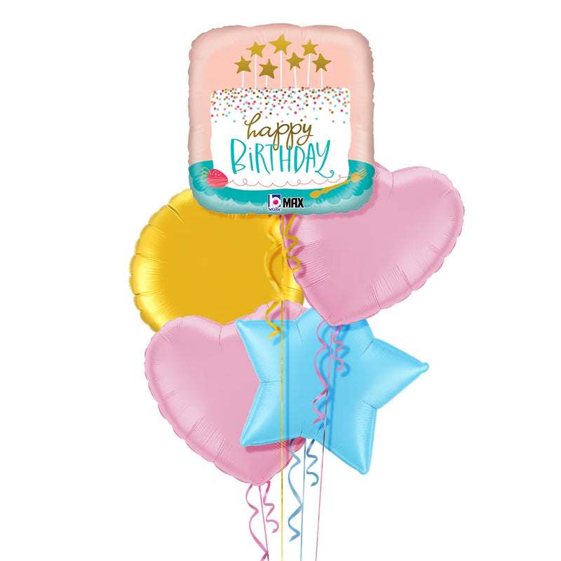 Adorable Cake Happy Birthday Balloon Bouquet