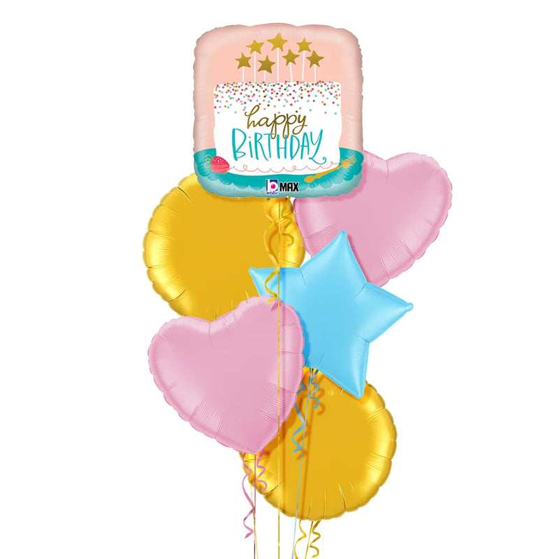 Adorable Cake Happy Birthday Balloon Bouquet