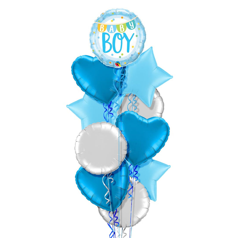 Baby Boy Banner and Dots Balloon Bouquet