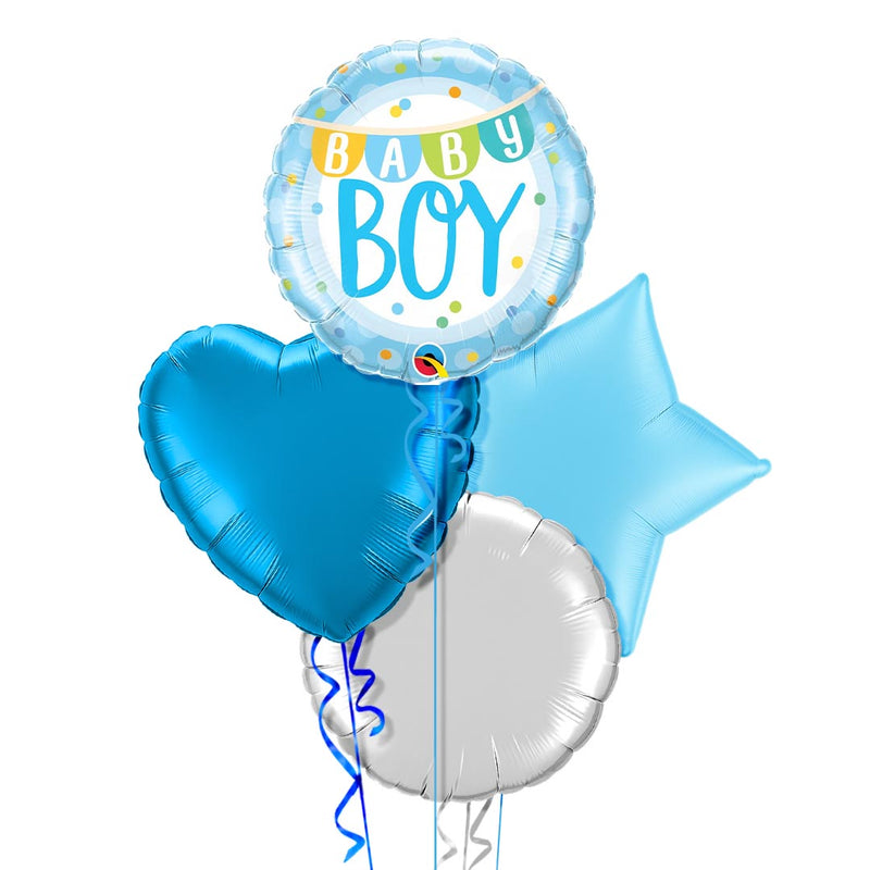 Baby Boy Banner and Dots Balloon Bouquet