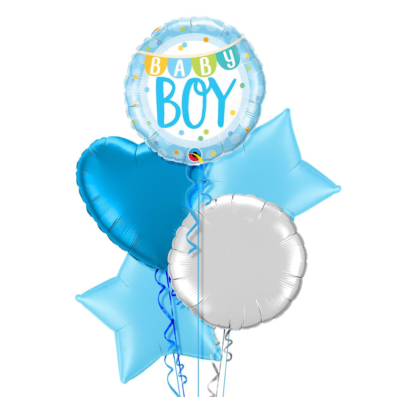 Baby Boy Banner and Dots Balloon Bouquet