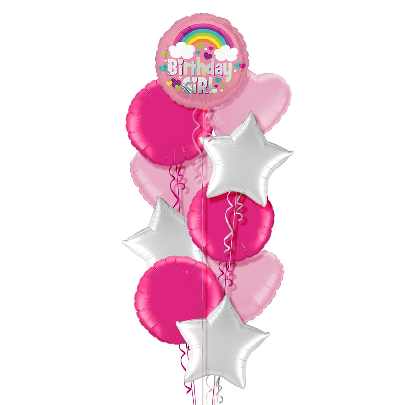 Birthday Girl Pink Rainbow Balloon Bouquet