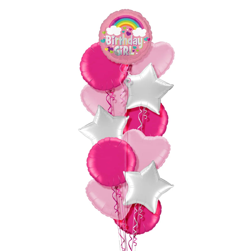 Birthday Girl Pink Rainbow Balloon Bouquet