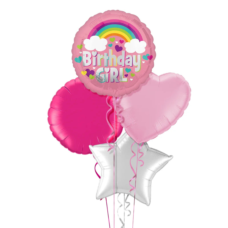 Birthday Girl Pink Rainbow Balloon Bouquet