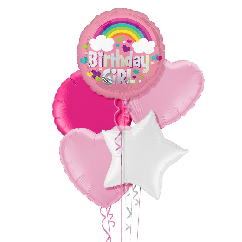 Birthday Girl Pink Rainbow Balloon Bouquet