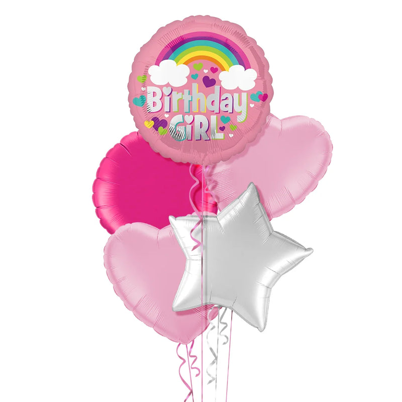 Birthday Girl Pink Rainbow Balloon Bouquet
