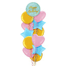 Blue and Gold Sparkles Happy Birthday Balloon Bouquet