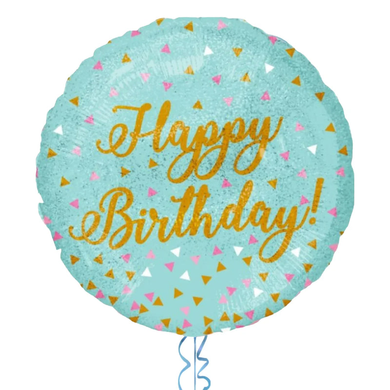 Blue and Gold Sparkles Happy Birthday Balloon Bouquet