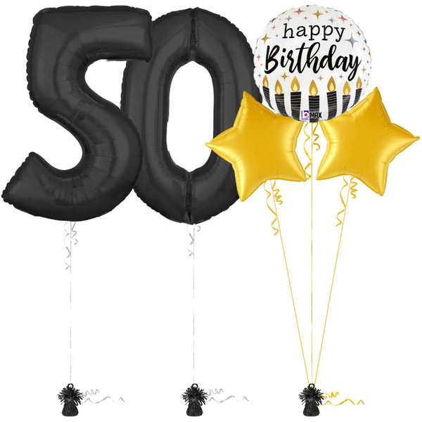 Bold Black 50th Birthday Balloon Bouquet Set