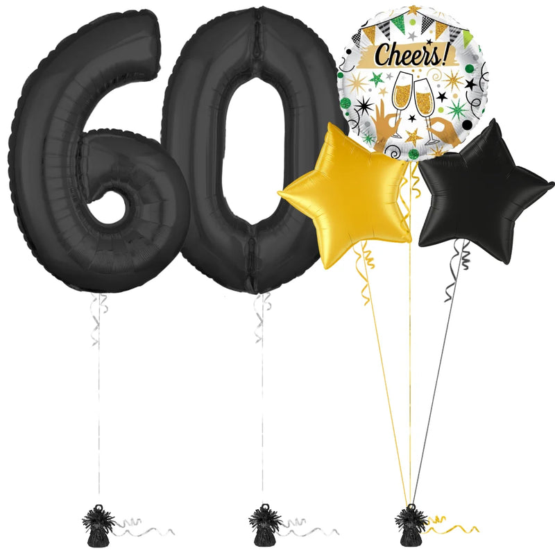 Bold Black 60th Birthday Balloon Bouquet Set