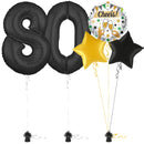 Bold Black 80th Birthday Balloon Bouquet Set