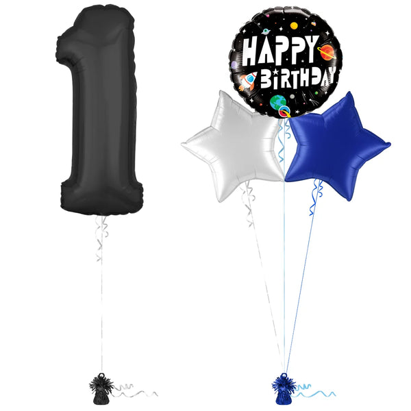 Bold Black 1st Birthday Balloon Bouquet Set