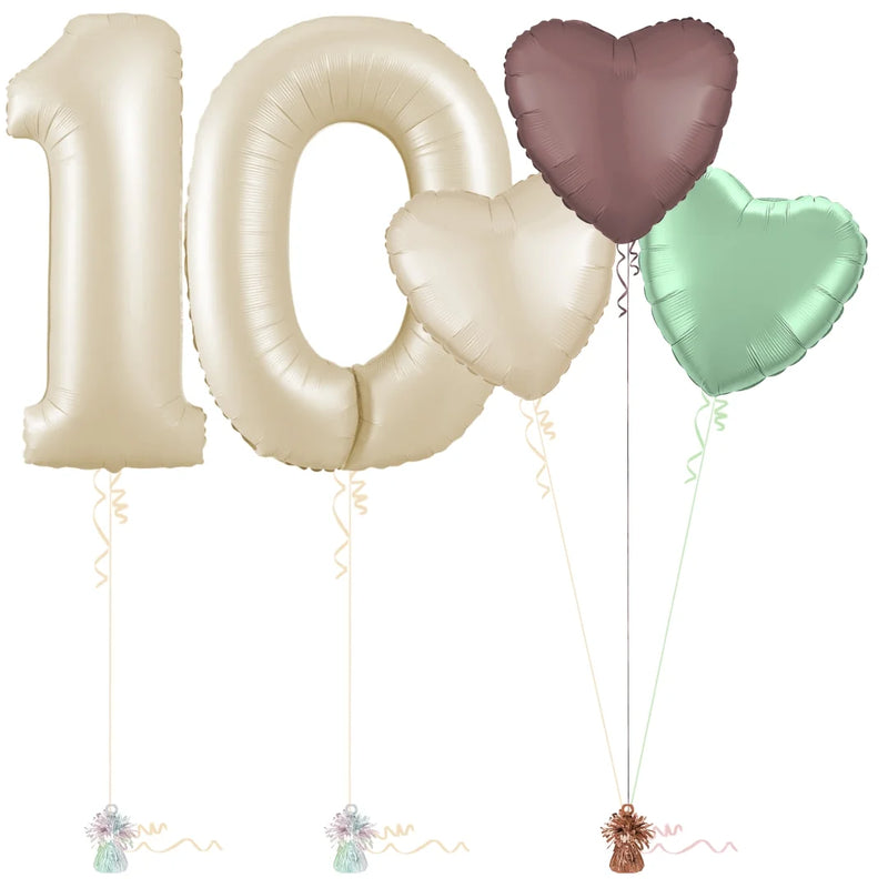 Cream 10th Birthday Balloon Bouquet Set