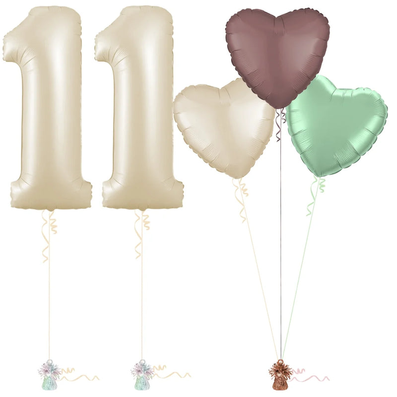 Cream 11th Birthday Balloon Bouquet Set