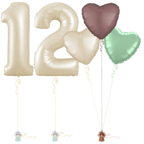 Cream 12th Birthday Balloon Bouquet Set
