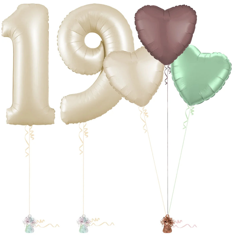 Cream 19th Birthday Balloon Bouquet Set