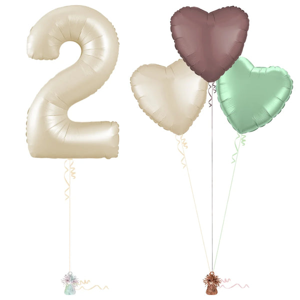 Cream 2nd Birthday Balloon Bouquet Set