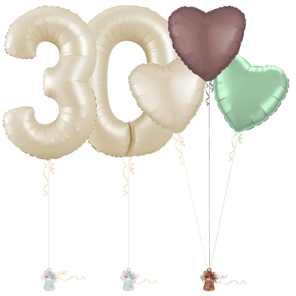 Cream 30th Birthday Balloon Bouquet Set